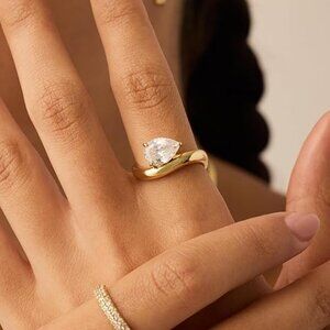 Neiman Marcus 14K Gold Plated Pear Engagement Ring